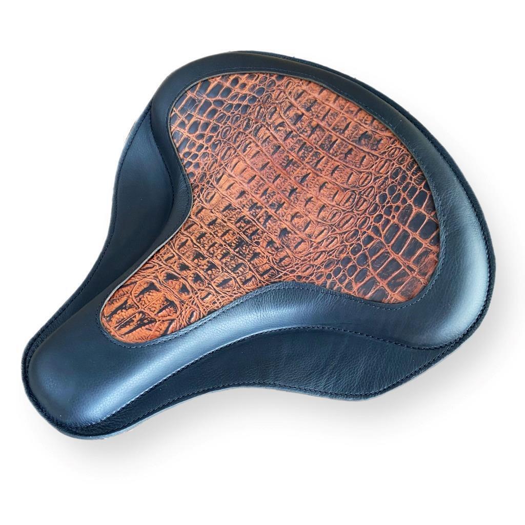 17x16" Spring Solo Tractor Seat Harley Touring Indian Chief Ant Brown Alligator