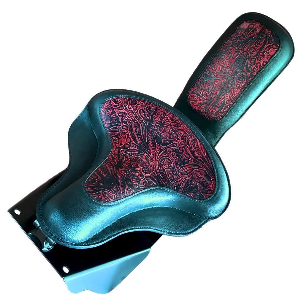 Harley Touring Spring Seat Conversion Mounting Kit 1998-2025 Red Tooled Leather