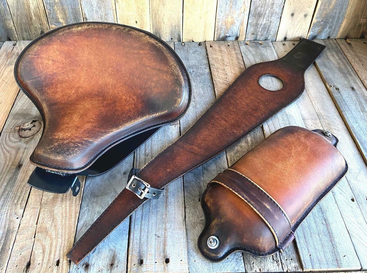2010-2022 Sportster Harley Kit Spring Tractor Seat Brown Brown Dist P-Pad Tank Bib