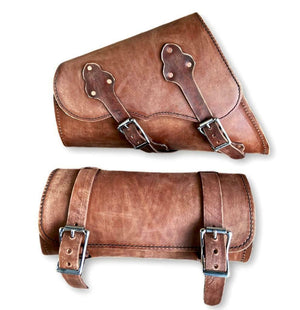 1 Pair Brown Motorcycle Saddlebags Saddle Bags Faux Leather Pvc Luggage Bag For Harley Sportster