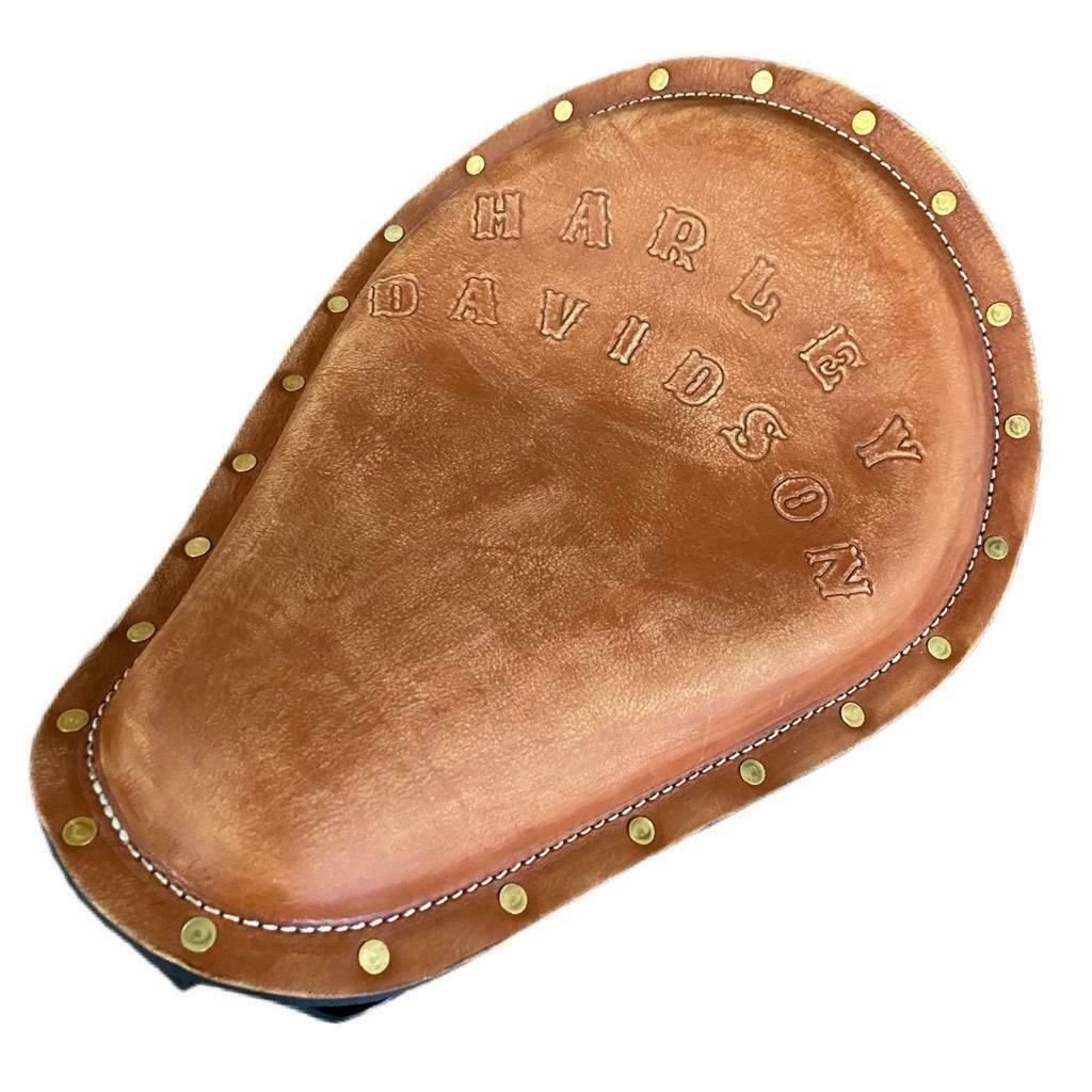 1982-2003 Sportster Harley Spring Seat Conversion Kit Tan Distressed Leather