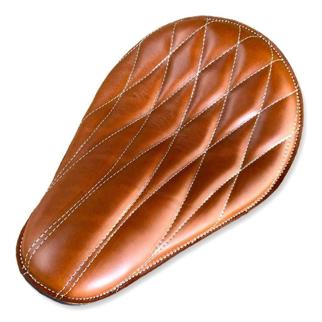 Spring Solo Seat Chopper Scout Softail Harley Bobber 11x14" Tan Diamond Leather