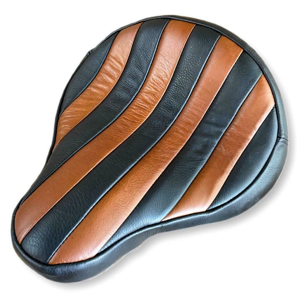 11x13 Spring Seat Black Tan Tuck Roll Chopper Sportster Harley Bobber Bates Style