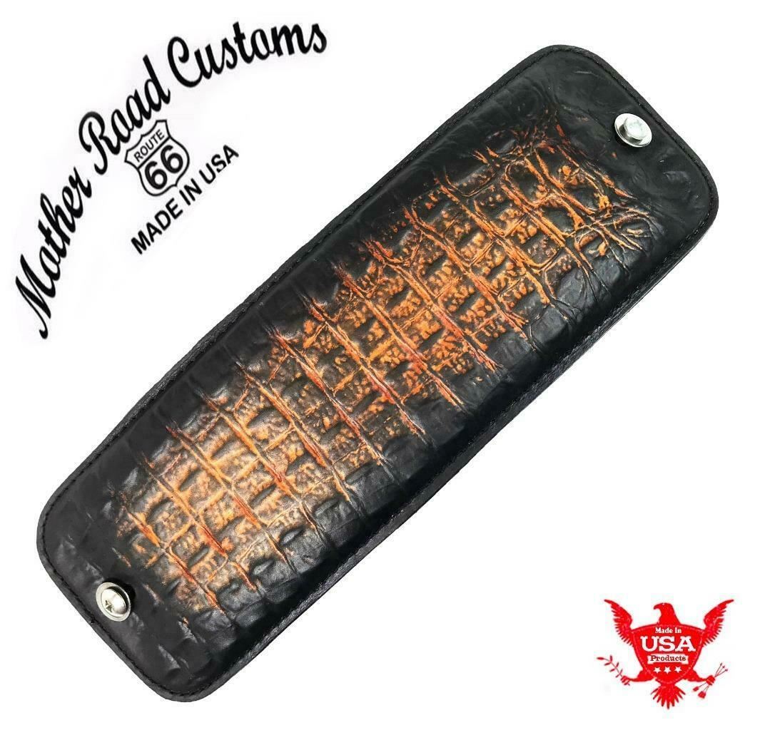 Passenger P-Pad  2000-2017 Harley Softail Antique Brown Alligator Leather USA