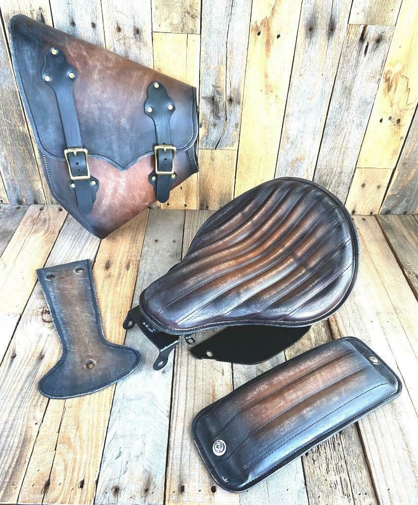 2018-2025 Harley Softail Ant Brn Leather Spring Seat Pad Mounting Kit Saddle Bag