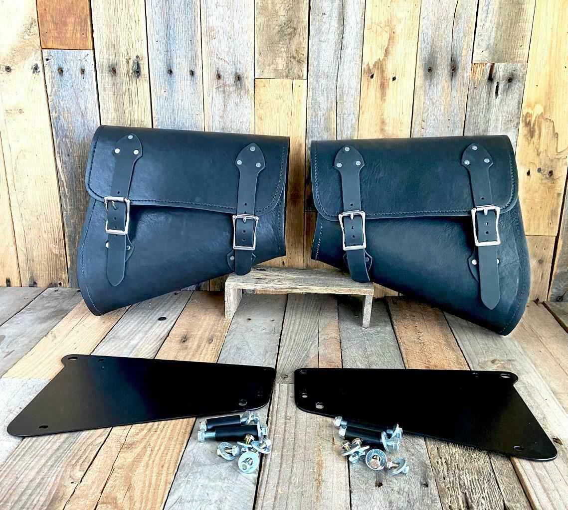 2018-23 Indian Scout Bobber Saddle Bags With Mounting Hardware Black Leather