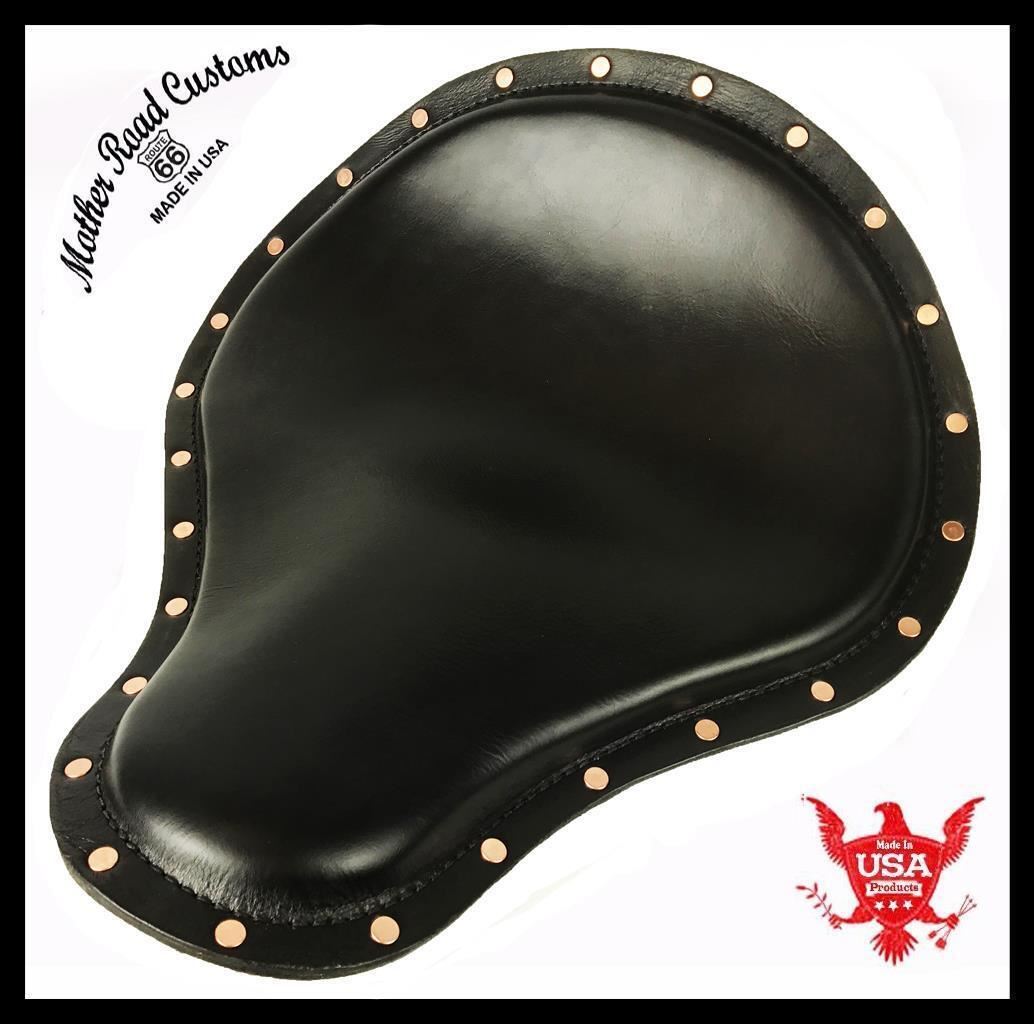 2017-2025 Triumph Bonneville Bobber Seat 14x16 Black Leather Rivets Solo Saddle