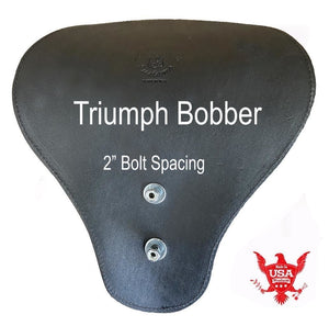 2017-2024 Triumph Bonneville Bobber Seat 14x16 Black Leather Rivets Solo Saddle