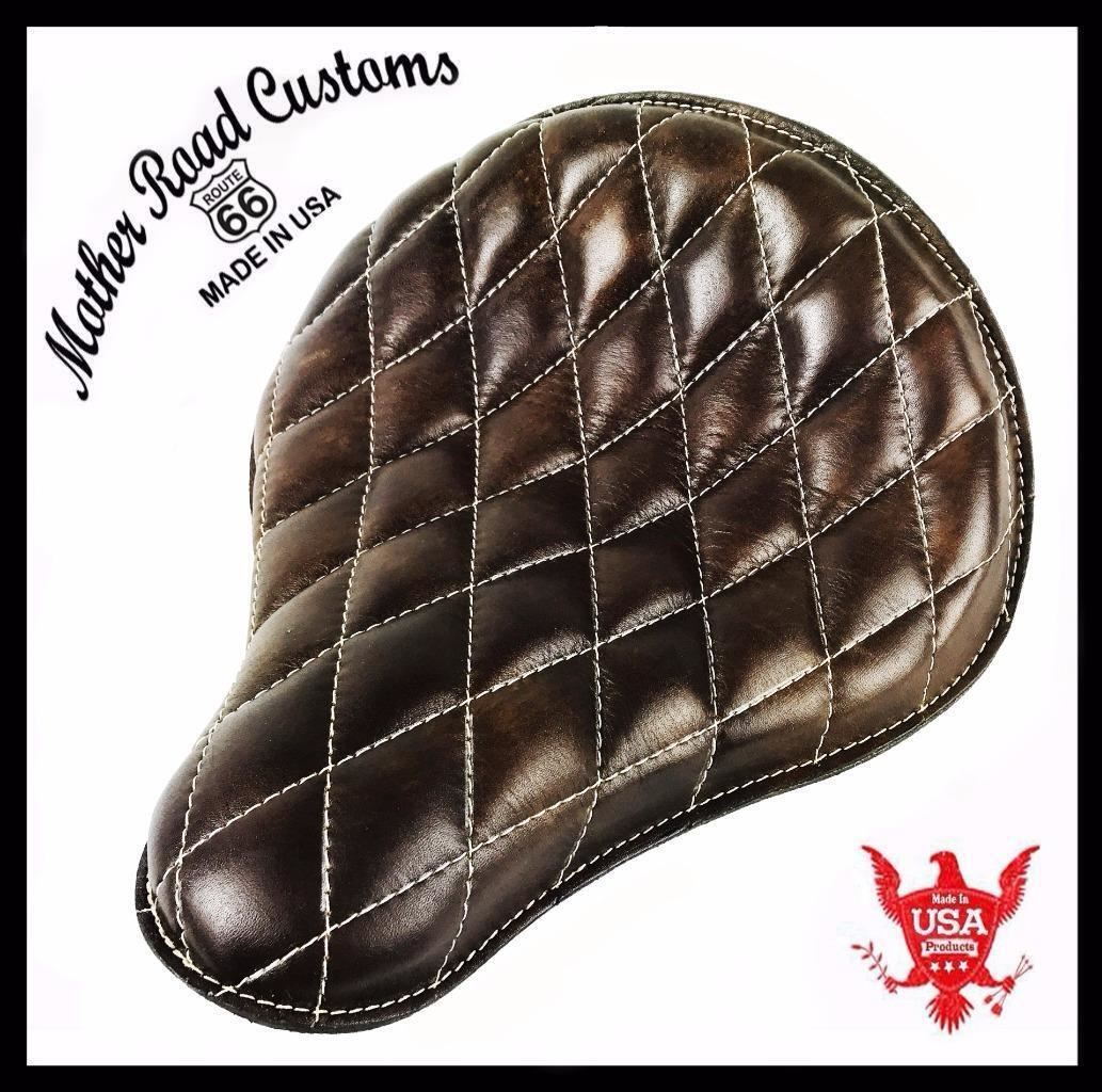 2017-2025 Triumph Bonneville Bobber Seat Brn Diamond Stitched 13x15 Solo Saddle