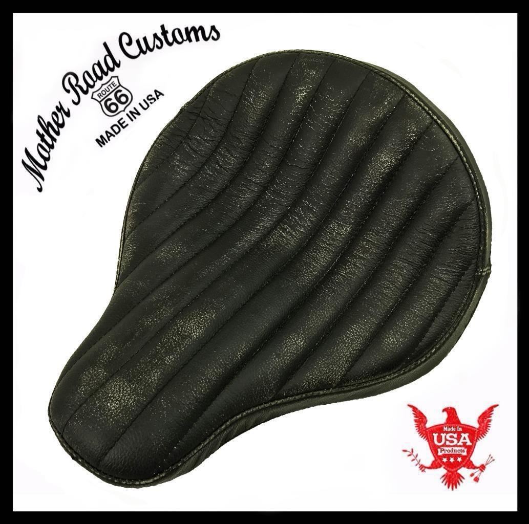 2017-2025 Triumph Bonneville Bobber Seat 13x15" Black Dist Bates Style Tuck Roll