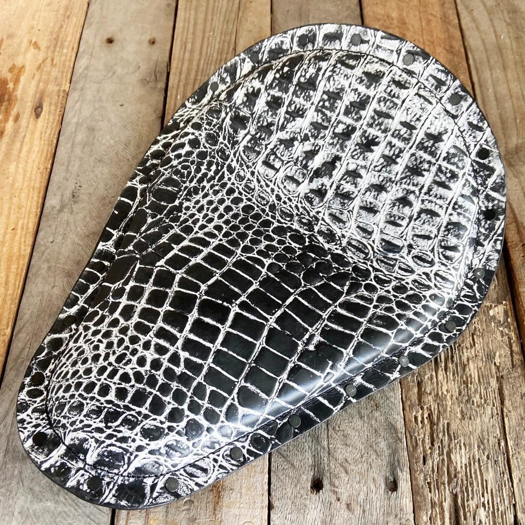 Harley Sportster Spring Seat Chopper Bobber Black White Random Alligator Rivets