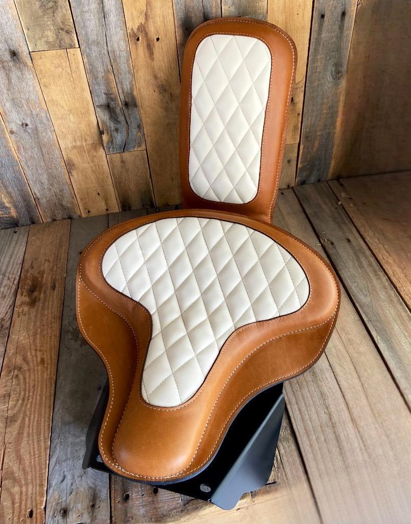 1998-2025 Harley Touring Spring Seat Conversion Mounting Kit Tan Diamond Window