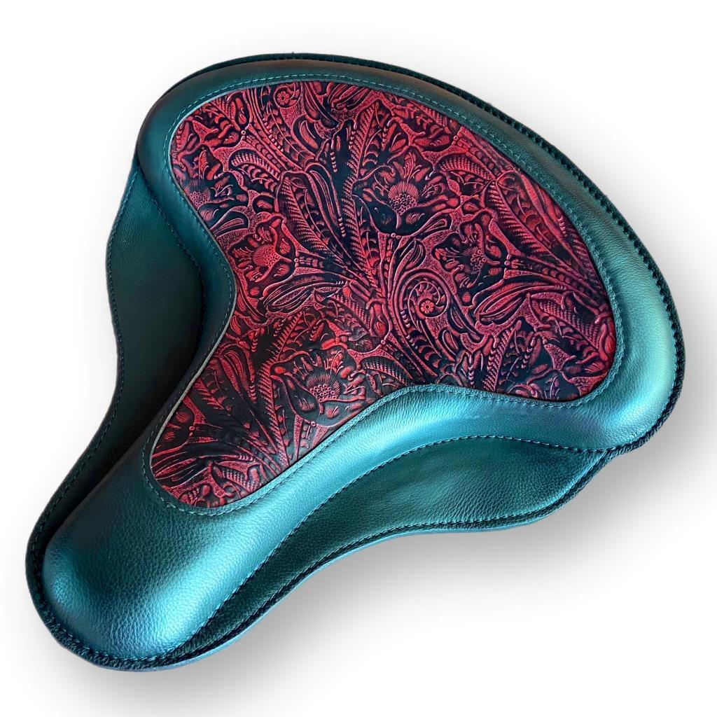 17x16" Spring Solo Tractor Seat Harley Touring Indian Chief Ant Red Tooled MRC