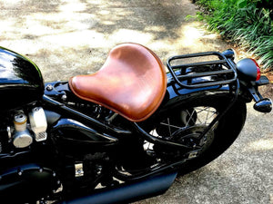 2017-2020 Triumph Bobber 15x14" Ant Brown Oak Leaf Leather Solo Tractor Seat - Mother Road Customs