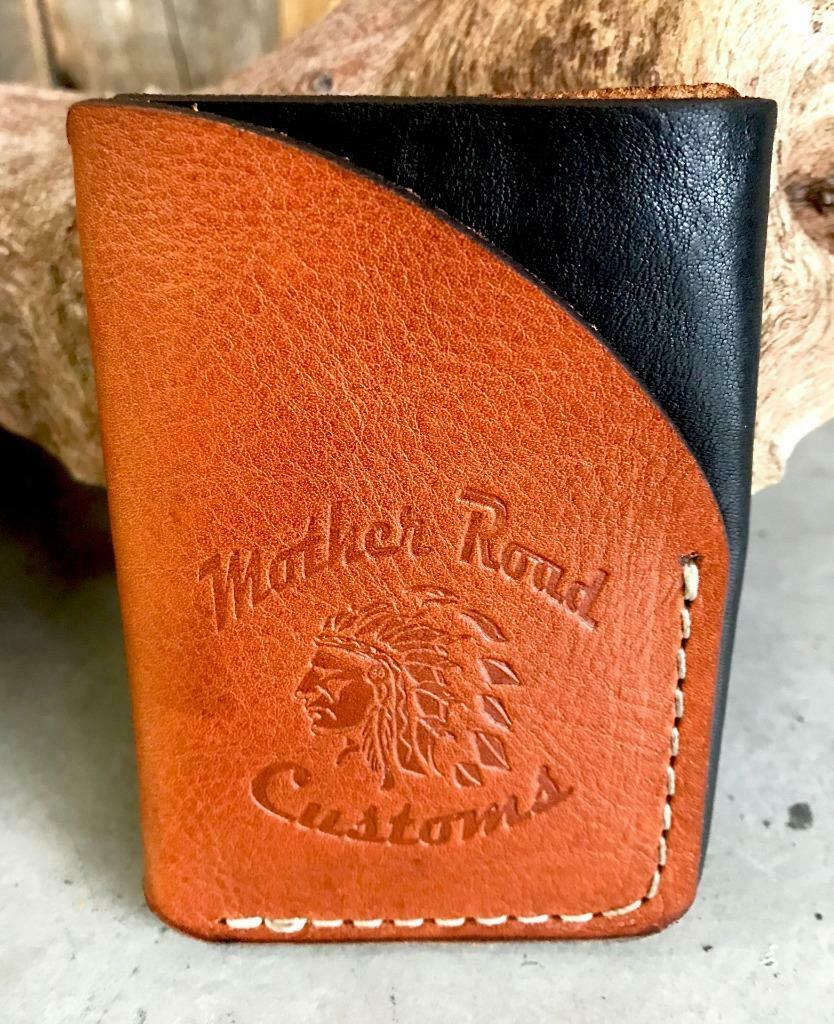 4 Banger Minimalist Men's Women's Black & Tan Sepichi Veg Tan Leather Wallet - Mother Road Customs