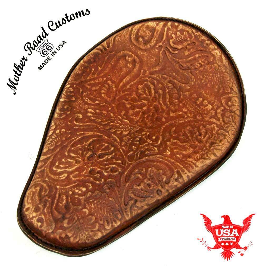 Seat Chopper Harley Sportster Bobber BrnDis Oak Leaf Tooled Mother Road Customs - Mother Road Customs