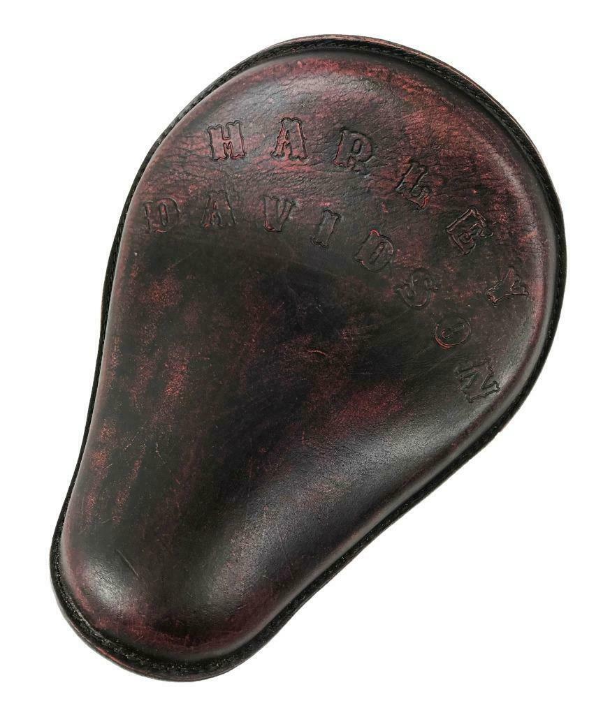 10x13 Black Red Dist Hand Tooled Spring Seat Chopper Harley Davidson Sportster - Mother Road Customs