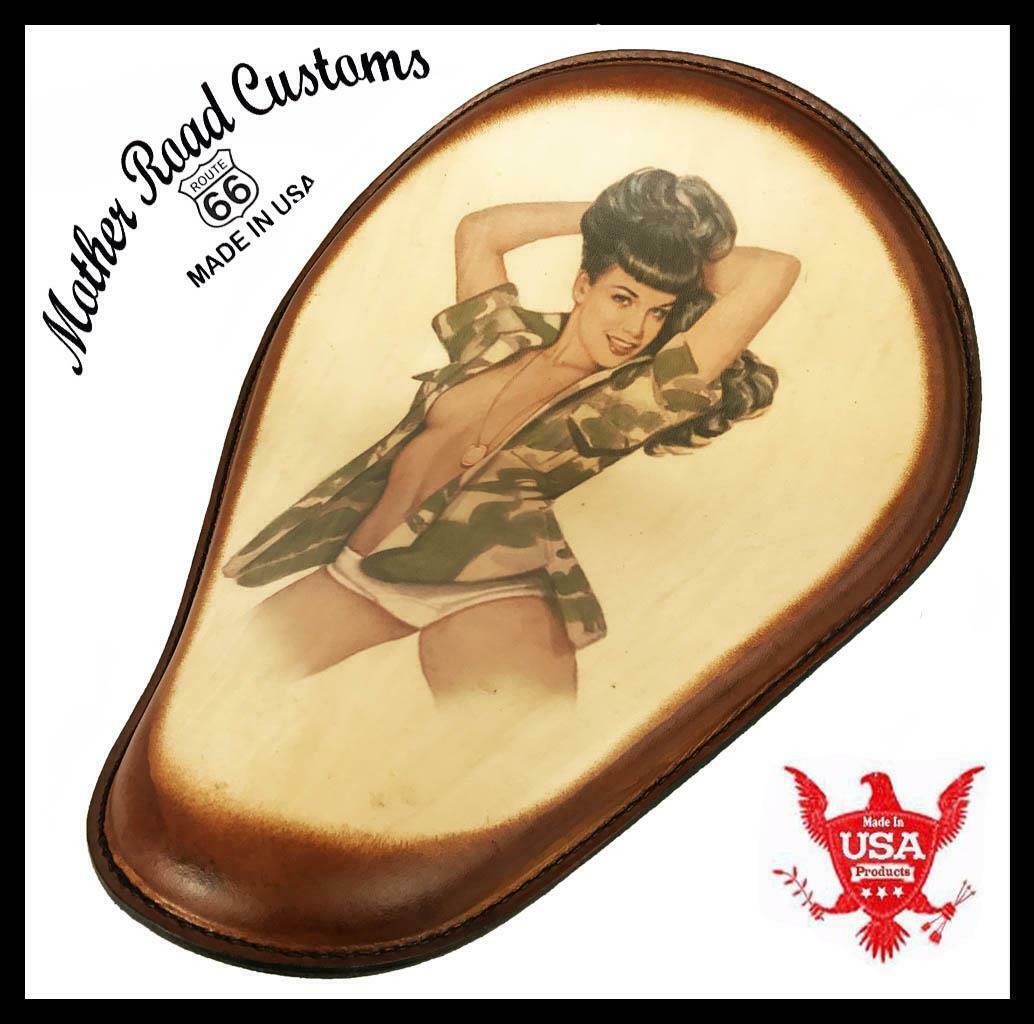 Spring Seat Leather Harley Sportster Chopper Bobber Honda 11x14 Betty Pa Tattoo