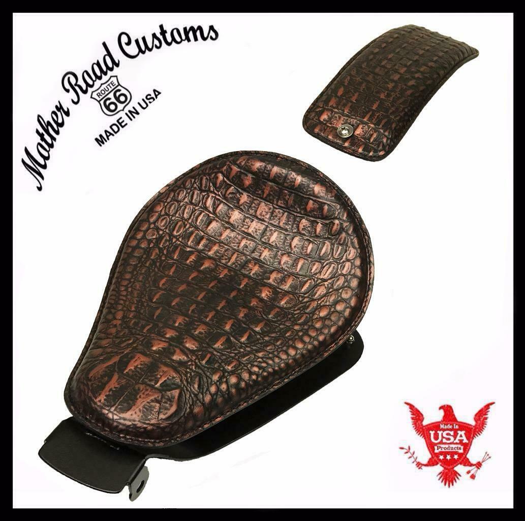 2010-2022 Sportster Harley Seat pad Kit Black Copper Alligator Models Leather bc