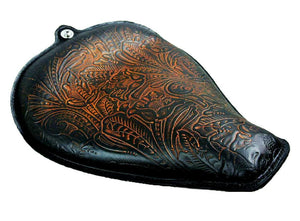 2004-2006 Harley Sportster Seat On The Frame Ant Brn Tooled  Leather All Models - Mother Road Customs