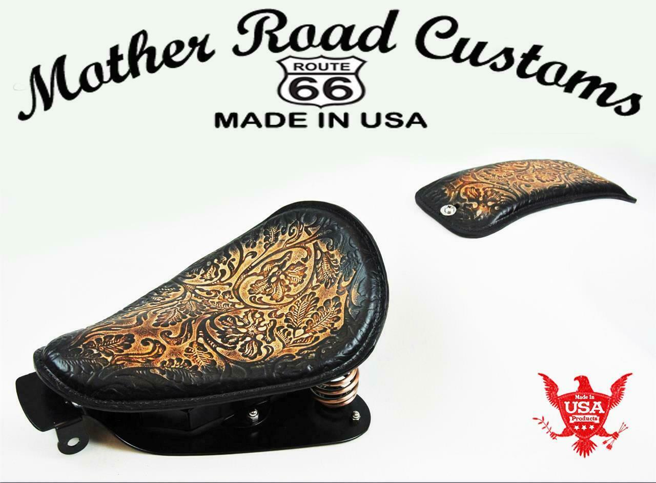 2004-2006 Sportster Harley Seat Mounting Kit Ant Brown Nat Oak Leaf  copcs - Mother Road Customs