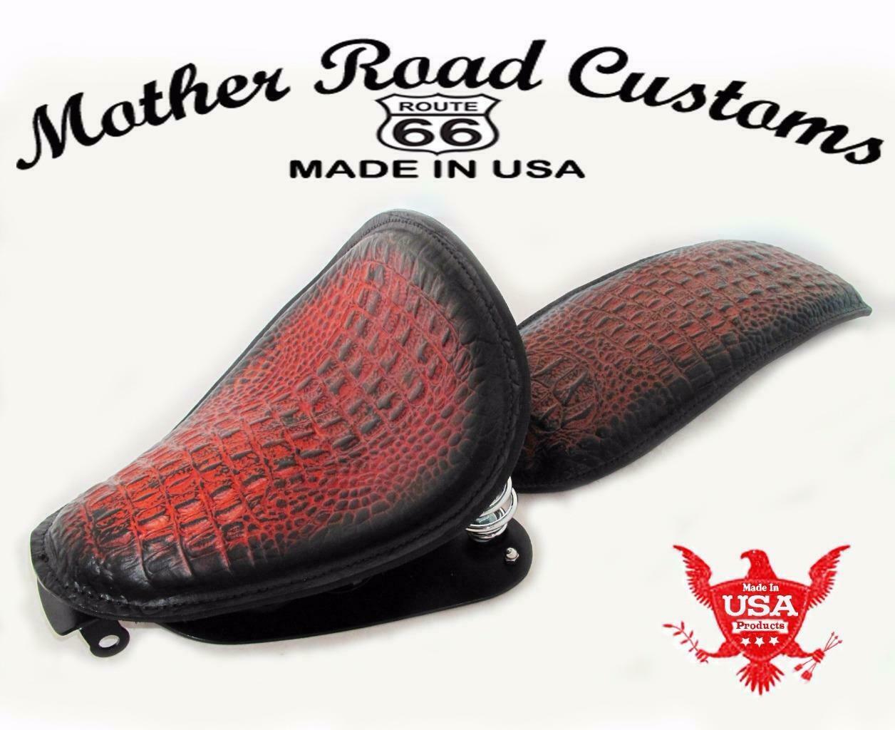 2007-2009 Harley Sportster Seat Conversion Kit P-Pad Antique Red Alligator ccs - Mother Road Customs