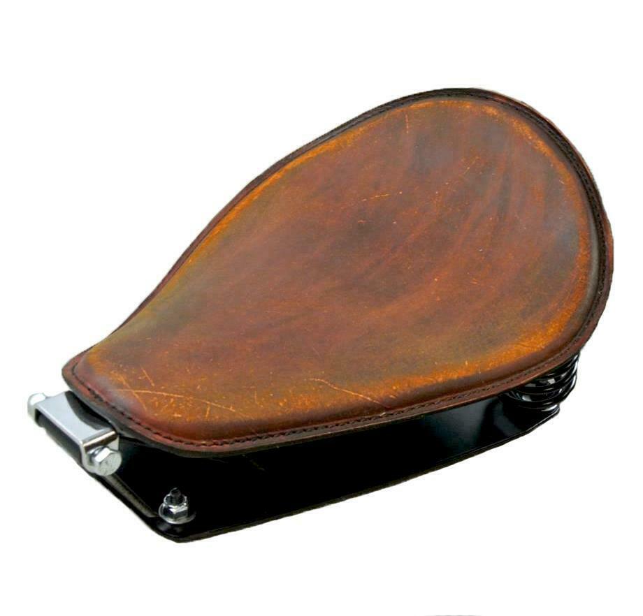 1982-2003 Harley Sportster Spring Solo Seat 201 Brown Dist Mounting Kit blkcs - Mother Road Customs