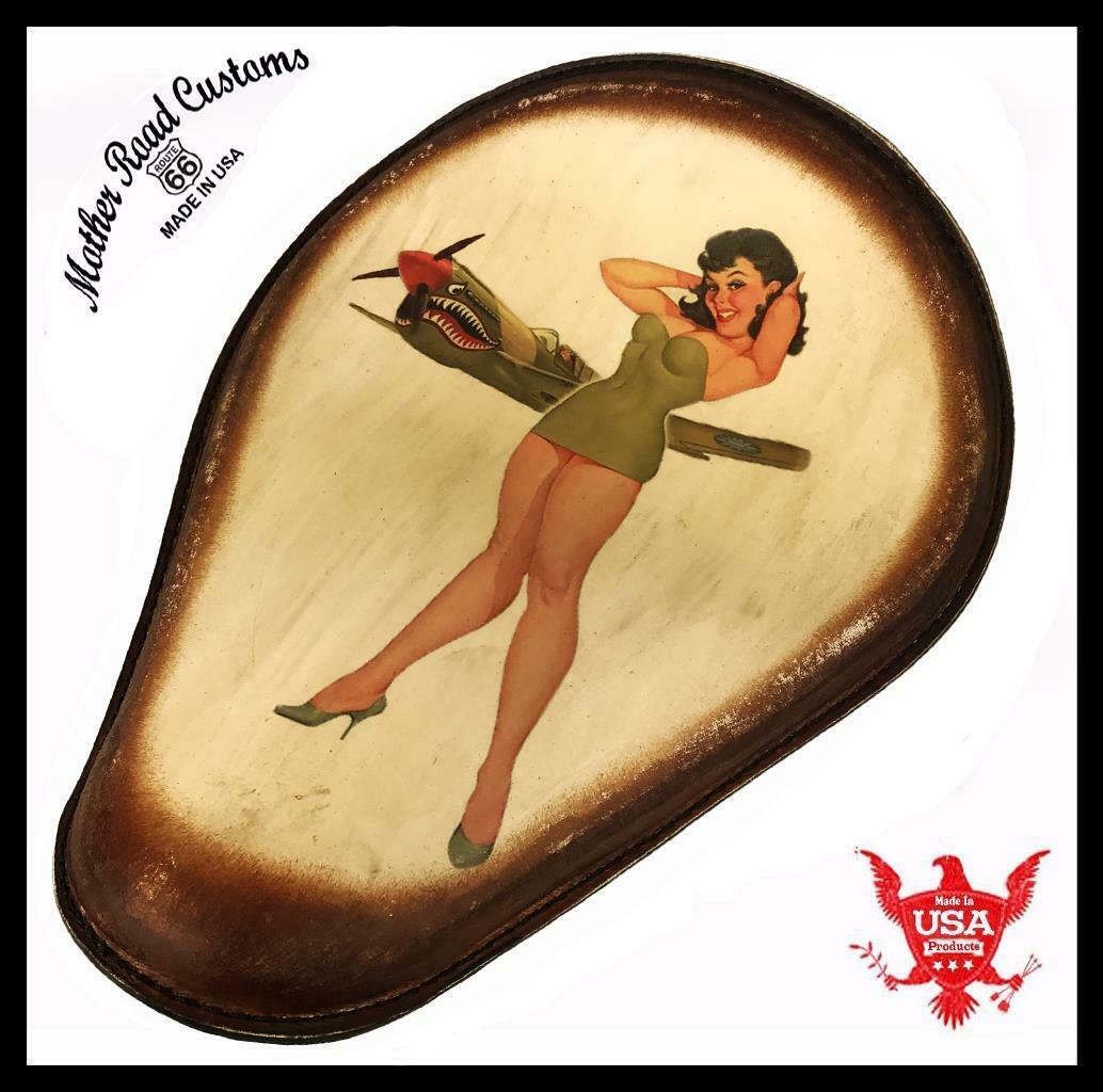 Spring Seat Leather Harley Sportster Chopper Bobber 11x14 Bomber Dis Tattoo MRC