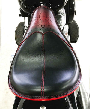 11x16 Antique Red Wingtip Leather Spring Solo Seat Chopper Bobber Harley Softail - Mother Road Customs