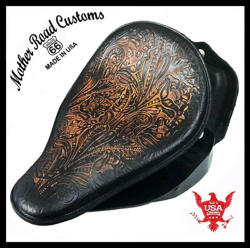 2000-2017 Harley Softail Spring Seat Conversion Mounting Kit Brown Tooled bc MRC - Mother Road Customs