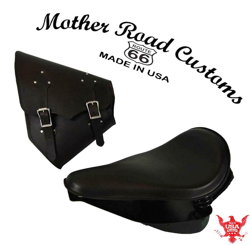 2000-2017 Harley Softail Spring Seat Pad  Mounting Kit Saddle Bag Blk Leather bc - Mother Road Customs