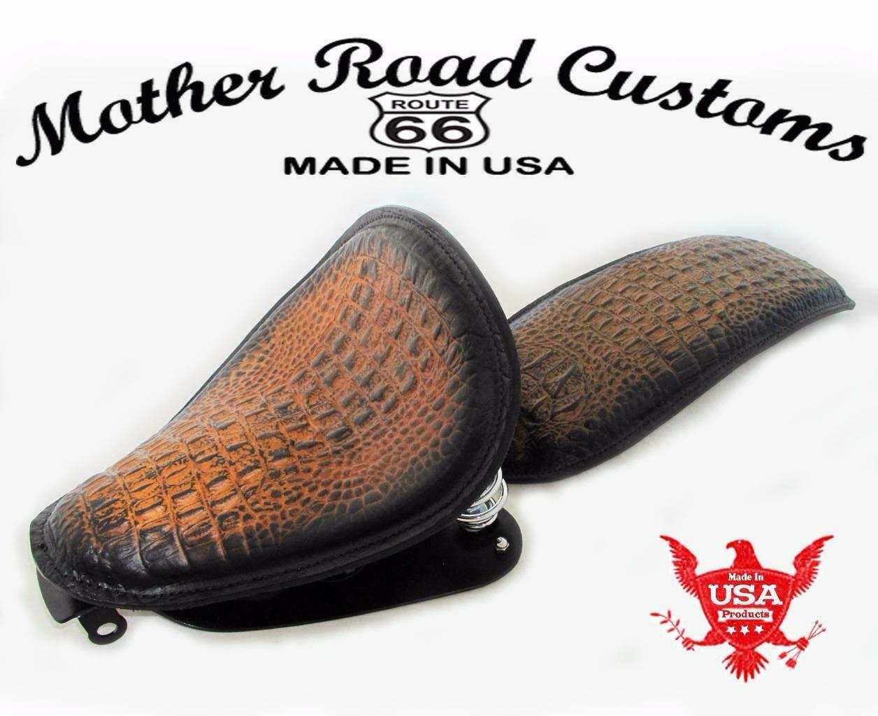 2007-2009 Harley Sportster Seat Conversion Kit P-Pad Antique Brown Alligator ccs - Mother Road Customs