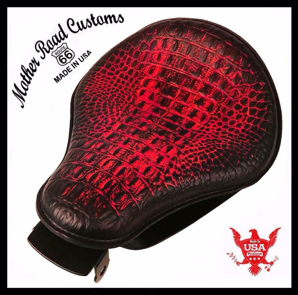 2010-2020 Harley Sportster Spring Solo Seat Mount Kit Ant Red Gator Leather bcs - Mother Road Customs