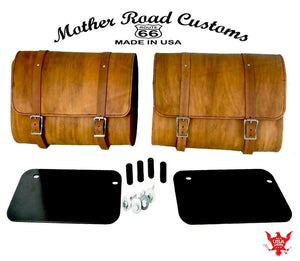 2015-2020 Indian Scout Saddle Bags Mounting Hardware Gel Tan Top Grain Leather - Mother Road Customs