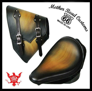 2000-2017 Harley Softail Spring Seat Mounting Kit Saddle Bag Blk Tan Leather b - Mother Road Customs