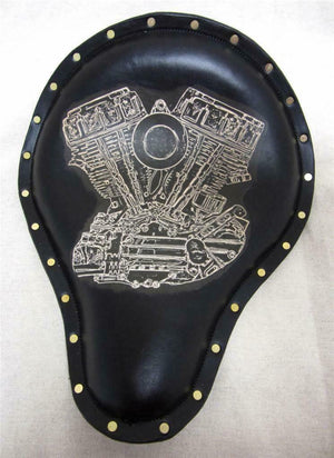 Harley Chopper Sportster Spring Solo Seat 12X13 Panhead Tattoo Brass Rivets - Mother Road Customs