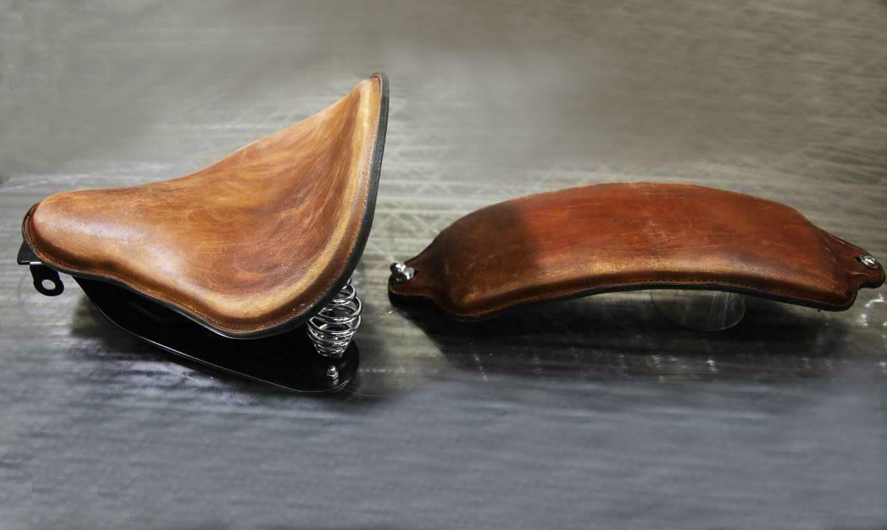 07-09 Sportster Harley Nightster Seat, Seat Conversion Kit, 12x13" Brown Dis Pad - Mother Road Customs