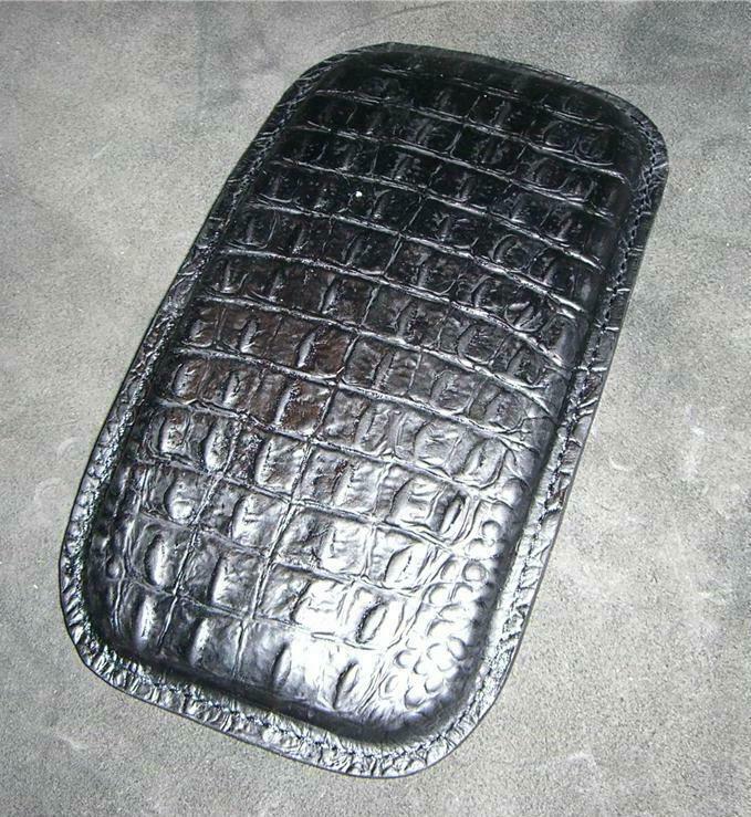 Harley Bobber Seat Passenger Pad Chopper Leather Black Alligator Custom MRC - Mother Road Customs