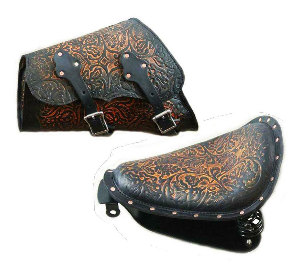 2010-2022 Sportster Harley Spring Seat Kit Saddle Bag Ant Brn Oak Leather bcs