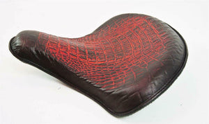 2017-2020 Triumph Bobber 15x14" Ant Red Alligator Leather Solo Tractor Seat - Mother Road Customs