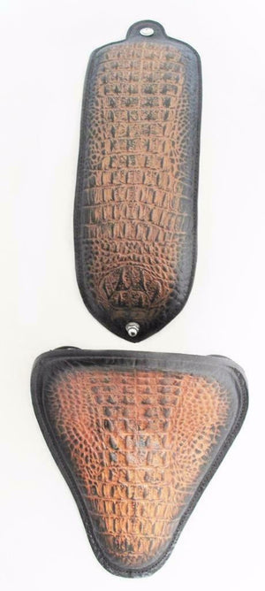 2007-2009 Harley Sportster Seat Conversion Kit P-Pad Antique Brown Alligator ccs - Mother Road Customs