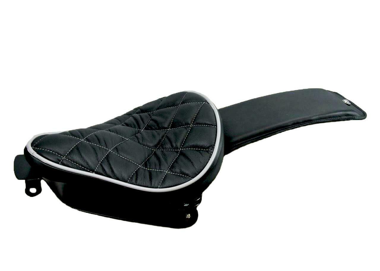 2010-2020 Harley Sportster Spring Seat Blk Gray Stic11x13x1" Blk P-Pad Kitblkcs - Mother Road Customs