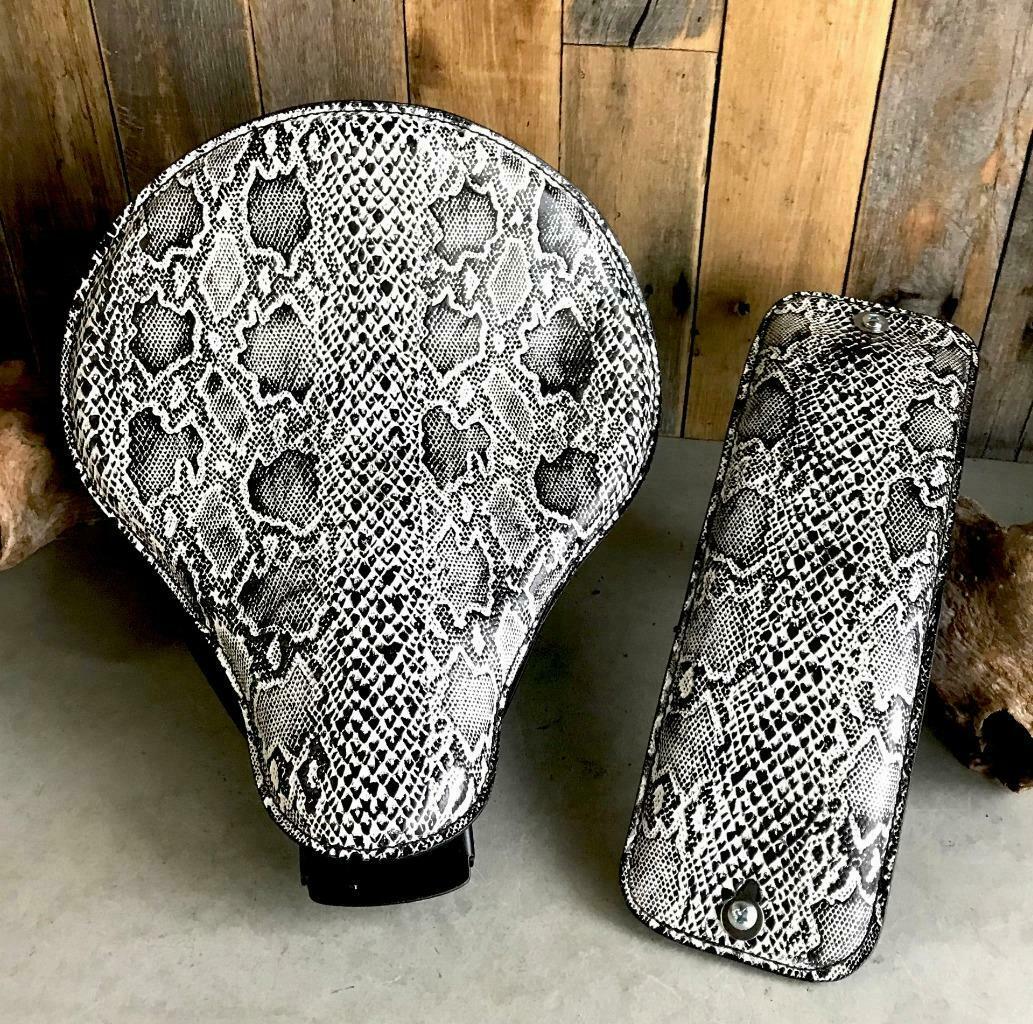 2010-2020 Harley Sportster Spring Seat Ant White Snake Python Conversion Kit  bc - Mother Road Customs