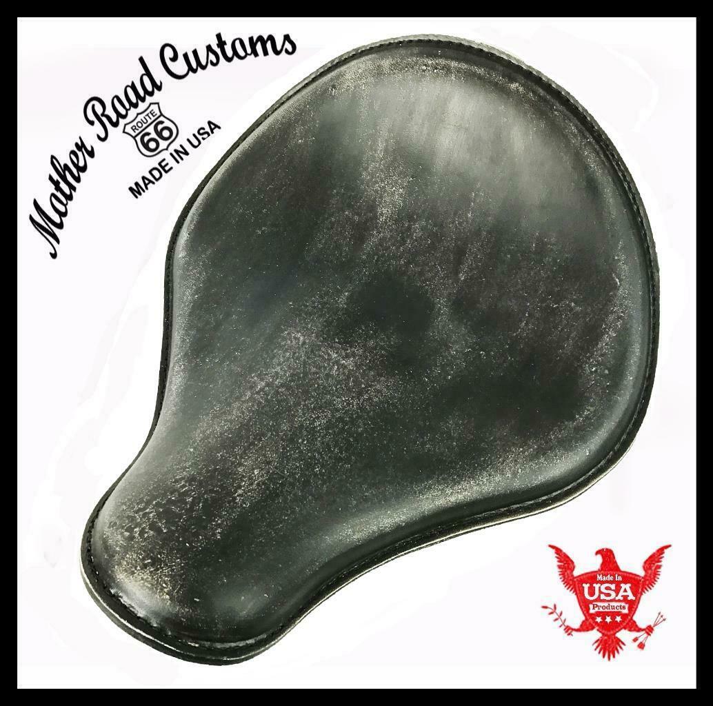 Spring Solo Seat Sportster Harley Chopper 13x15" Black Dist Leather Chopper MRC