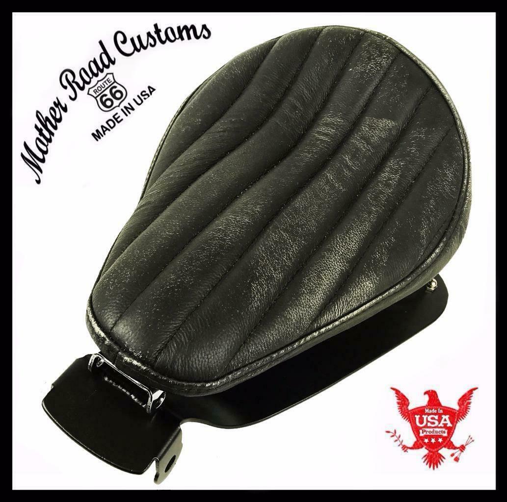 2004-2006 Harley Sportster Spring Solo Seat P-Pad Black dist tuck Roll Chopper - Mother Road Customs