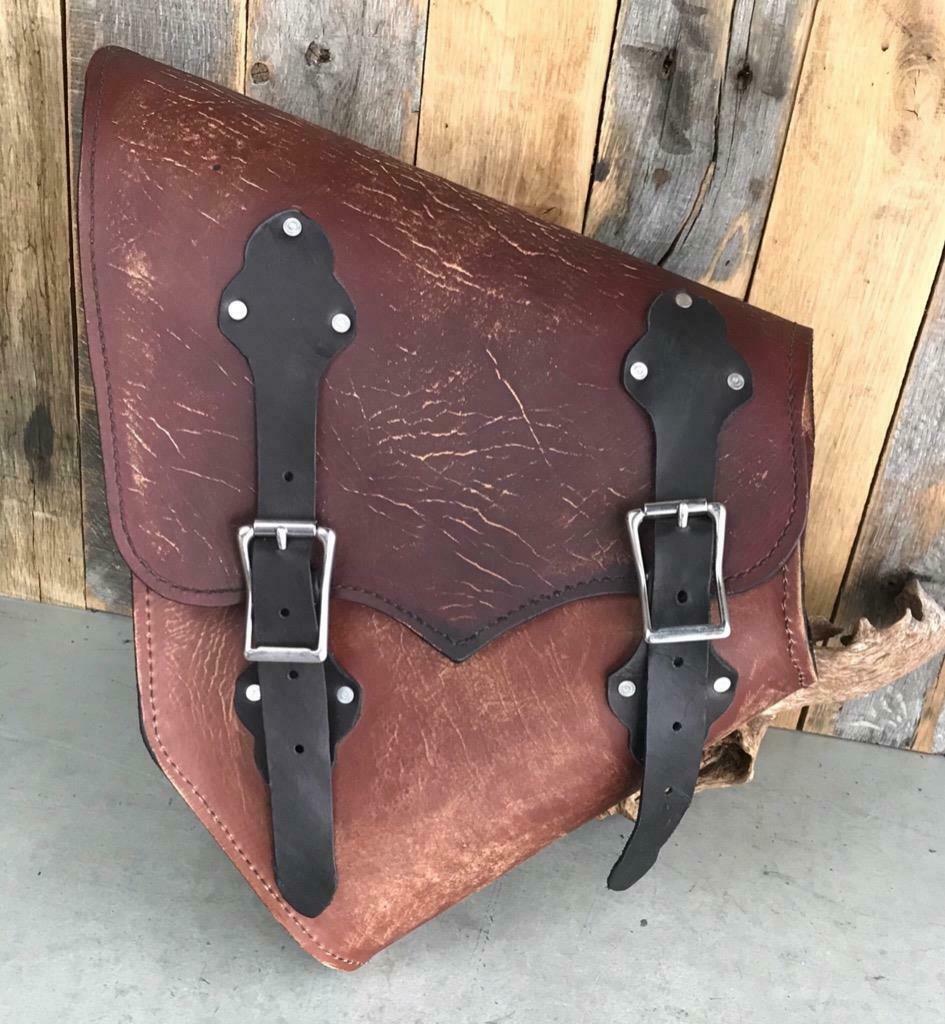 Saddle Bag 2000-2020 Harley & Hardtail Motorcycle Brn DistLeather Chopper Bobber - Mother Road Customs