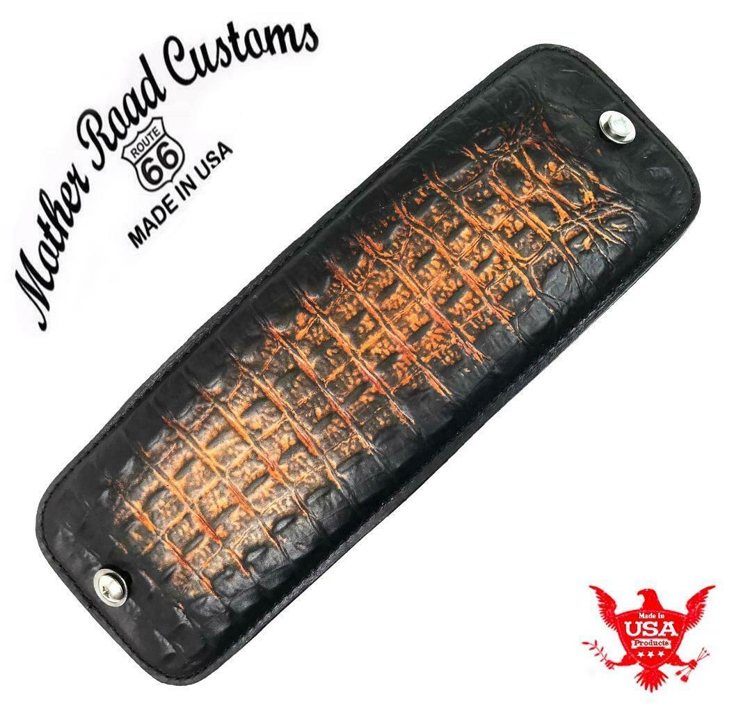 Passenger P-Pad  2018-2020 Harley Softail Antique Brown Alligator Leather USA - Mother Road Customs