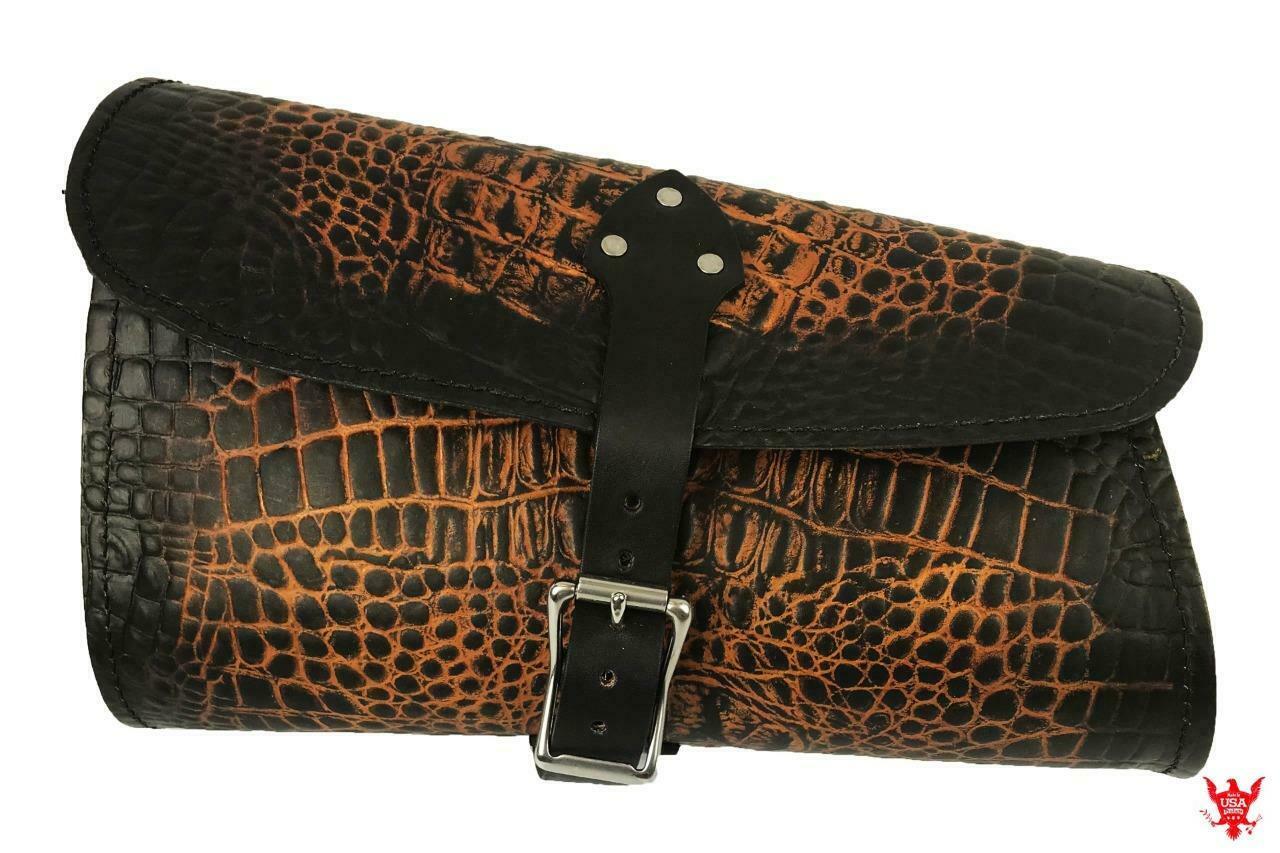 2015-2020 Indian Scout Bobber Swing Arm Saddle Bag Ant Brown Gator Leather MRC - Mother Road Customs