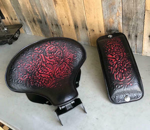 2018-2020 Harley Softail Spring Seat Pad Mounting Kit Ant Red Oak Leaf Leather - Mother Road Customs