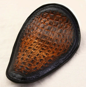 Spring Solo Seat P-Pad Chopper Harley Sportster 10x13" Antique Brown Alligator